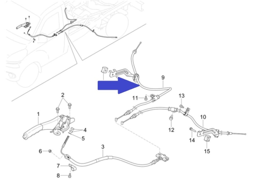 Handbrake cable left side